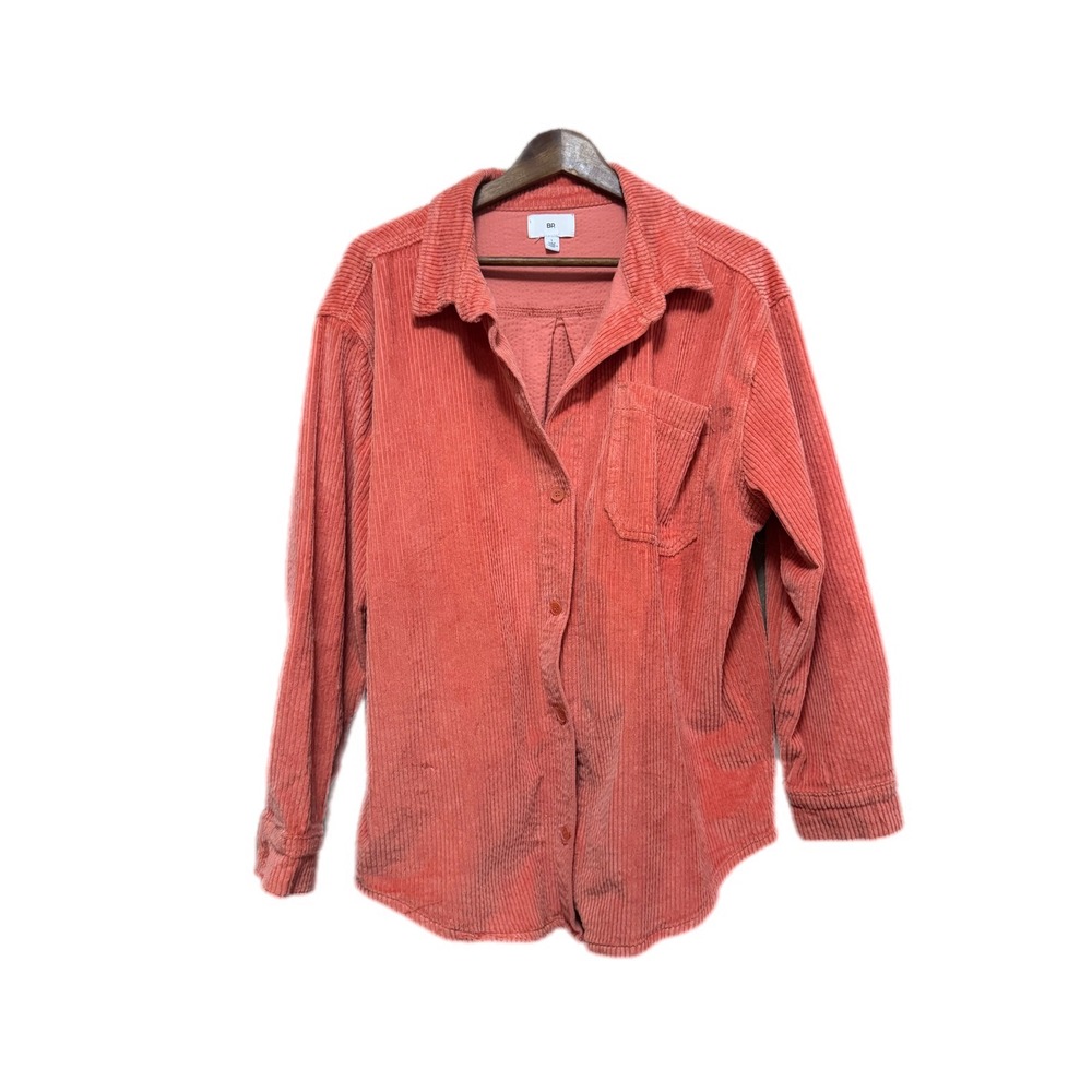BP Corduroy Button Down Shirt Womens Small Coral Orange Excellent Oversized
